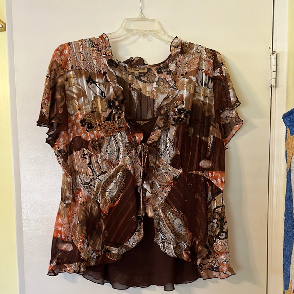 Elegant Brown and Orange Women's Top